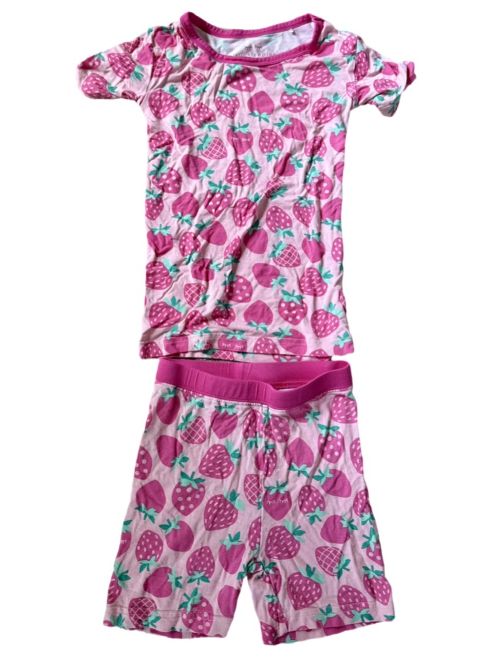 Little Sleepies Pink Strawberry-Print Short Pajama Set